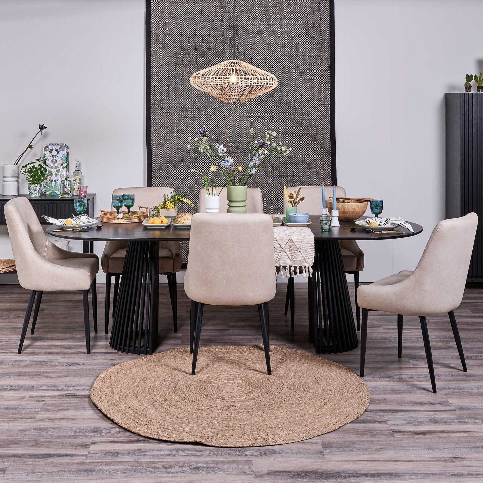 Willow Black Wood Oval Dining Table - Laura James