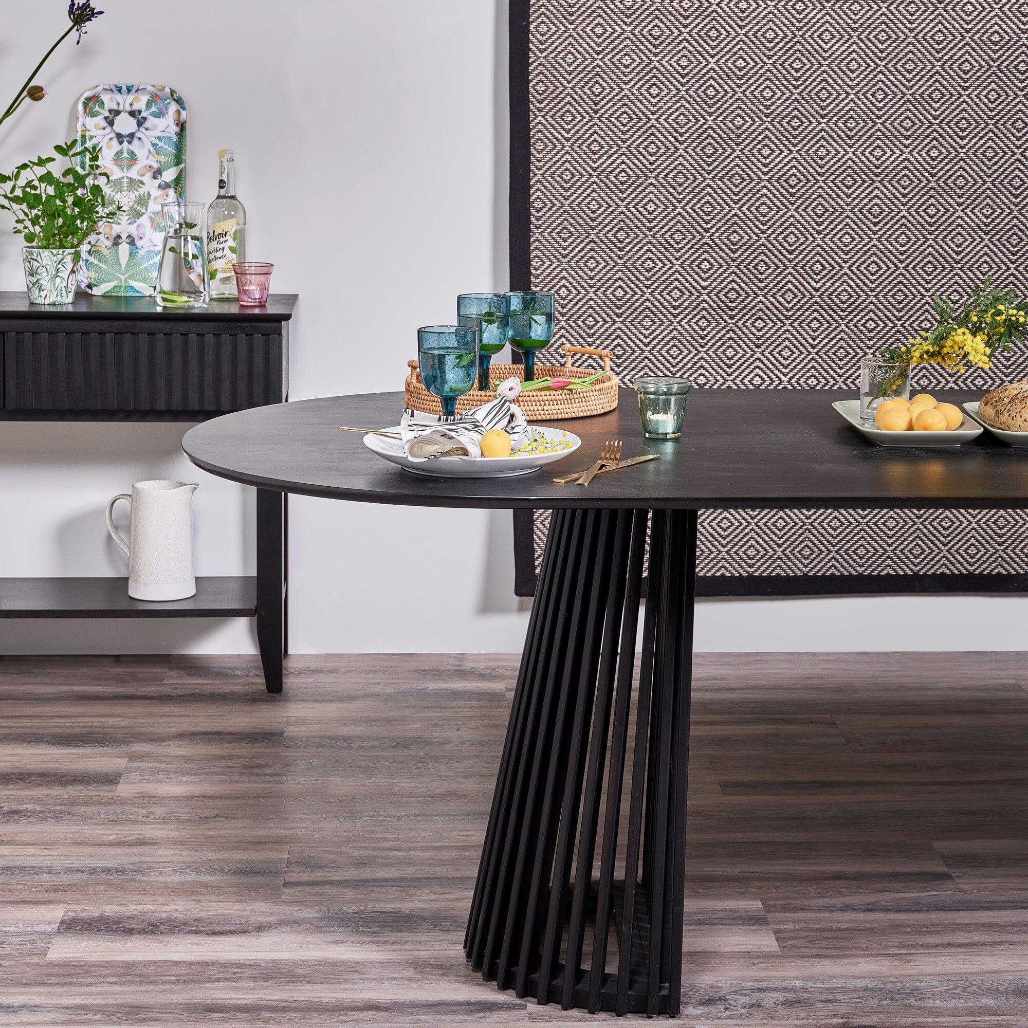 Willow Black Wood Oval Dining Table - Laura James