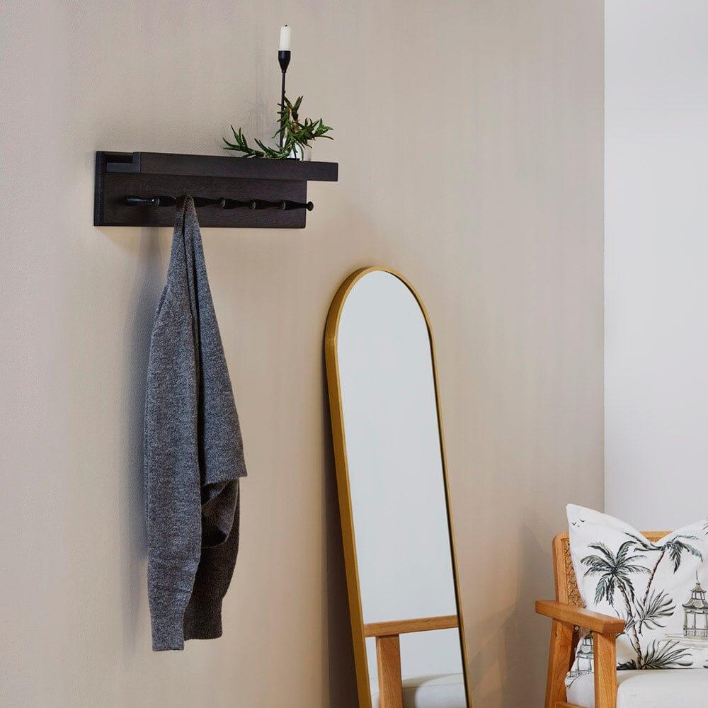 Willow Black Wood Coat Hook with Shelf Laura James