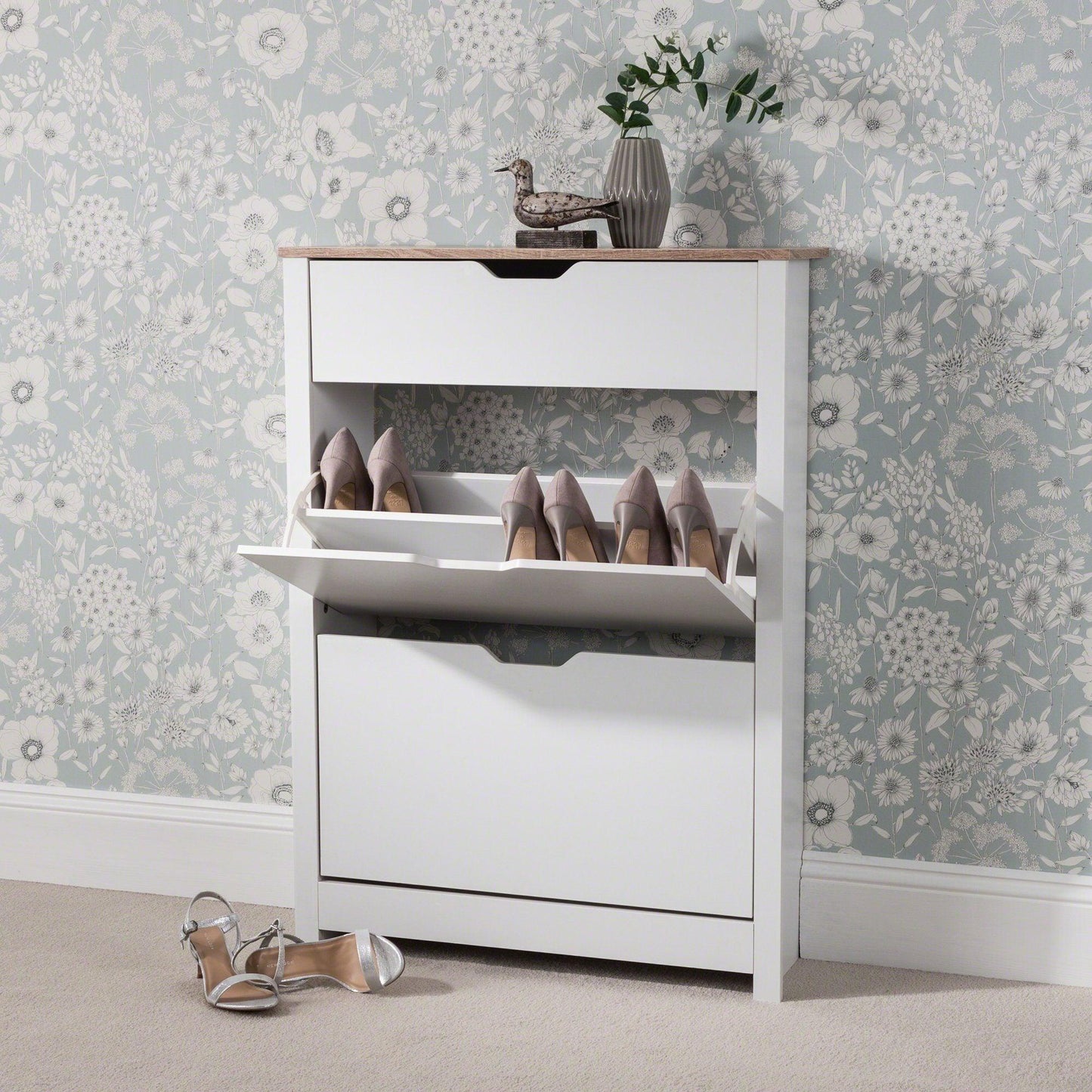 Shoe Cabinet Storage Wooden White - In Stock Date - 19th June 2020 - Laura James