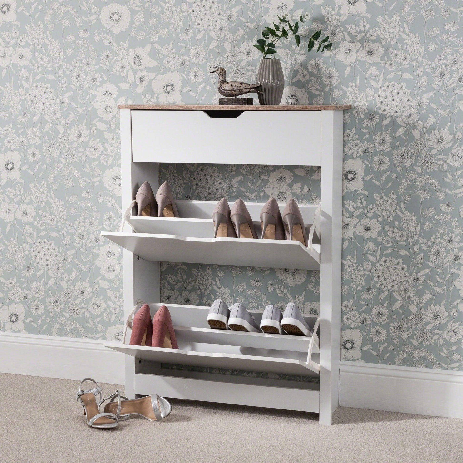 Shoe Cabinet Storage Wooden White - In Stock Date - 19th June 2020 - Laura James